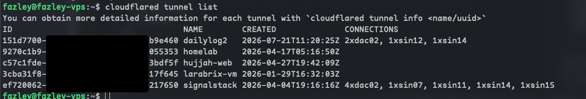 Cloudflare Tunnels List